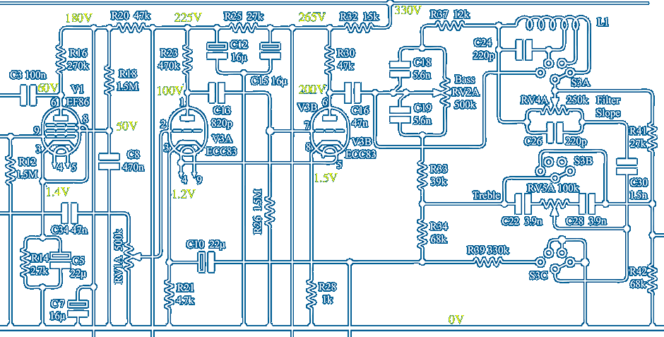 Schematic of QUAD22 pre-amplifier